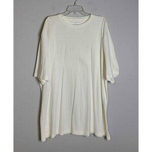 Via Europa Mens Round Neckline Short Sleeve Dresser Style White Shirt Size 2XLT